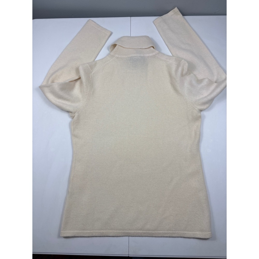 Lord & Taylor Womens 100% Cashmere Turtleneck Sweater Cream Off-White Large - Picture 9 of 9